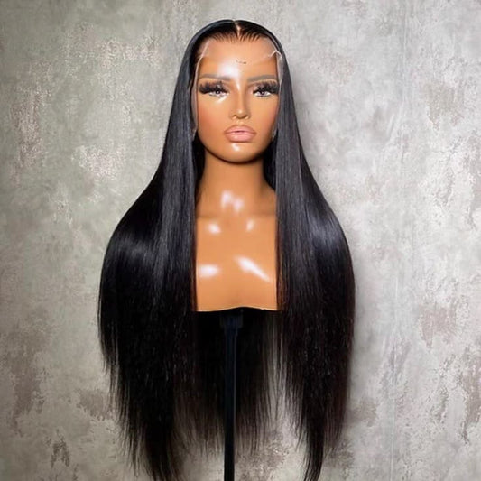 Silky Straight Human Hair Lace Front Wig – Natural Black