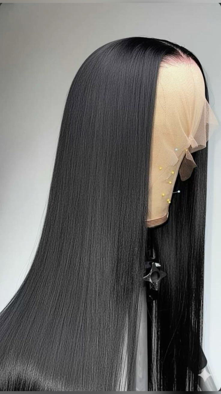 Silky Straight Human Hair Lace Front Wig – Natural Black