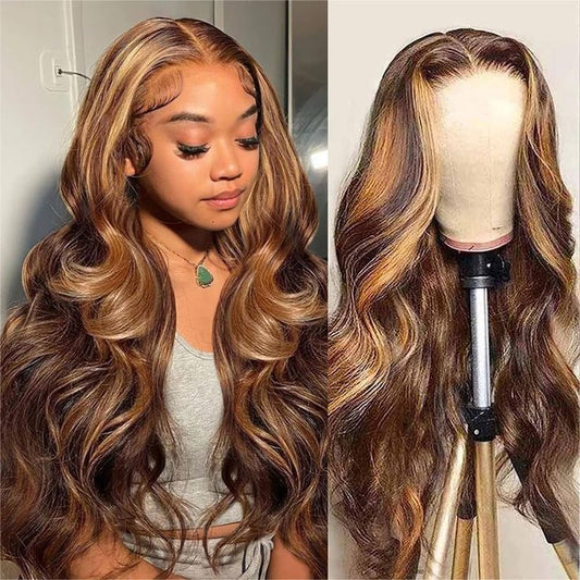 Honey Blonde Highlight Lace Front Wig – Ombre Human Hair
