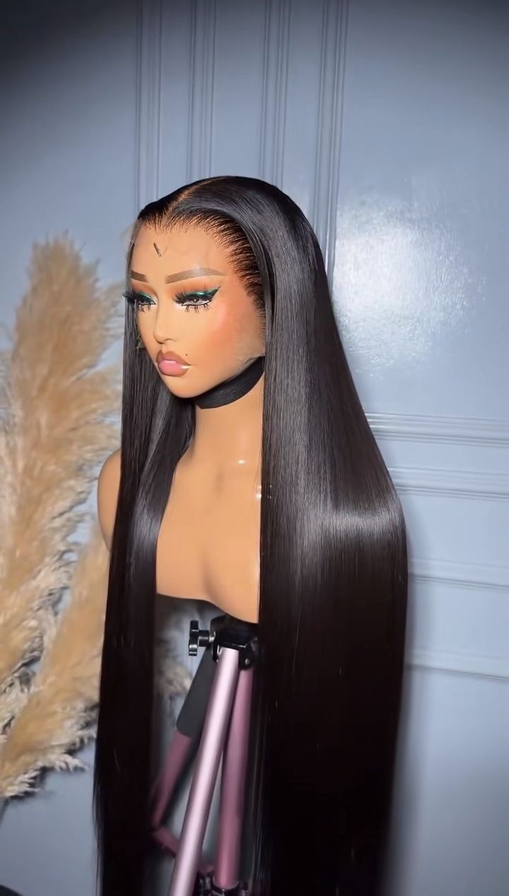 Silky Straight Human Hair Lace Front Wig – Natural Black