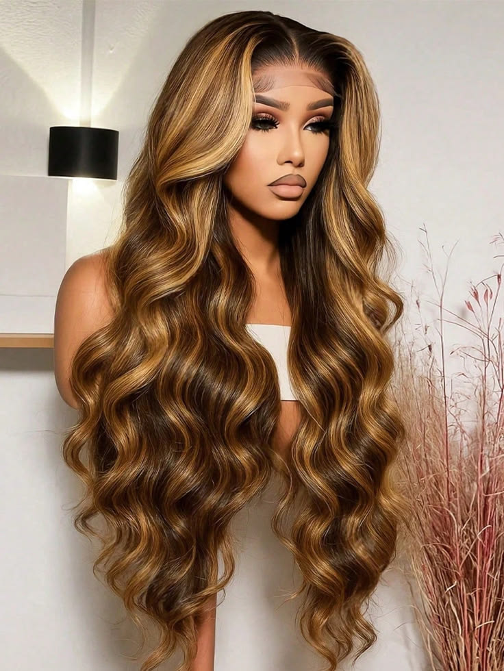 Honey Blonde Highlight Lace Front Wig – Ombre Human Hair