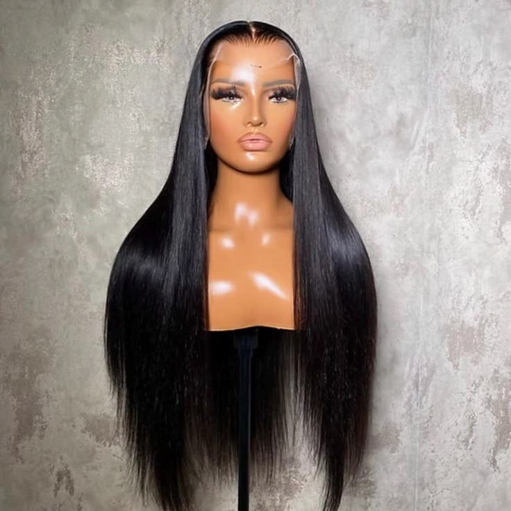 Silky Straight Human Hair Lace Front Wig – Natural Black